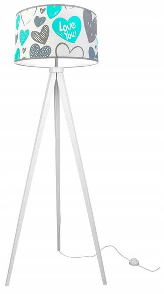 Dětská stojací lampa Heart, 1x bílé textilní stínítko se vzororem, (výběr ze 2 barev konstrukce), b