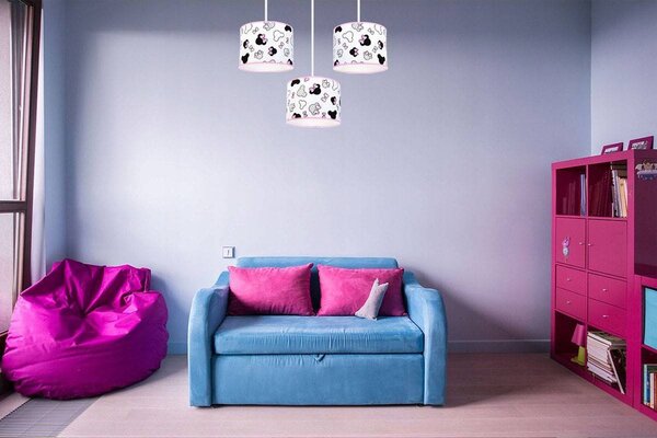 Dětské závěsné svítidlo Minnie, 3x textilní stínítko se vzorem