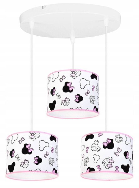 Dětské závěsné svítidlo Minnie, 3x textilní stínítko se vzorem