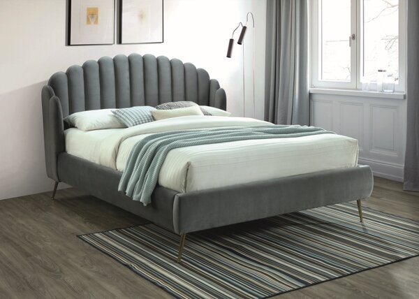 Čalouněná postel CALABRIA VELVET 160 x 200 cm šedá