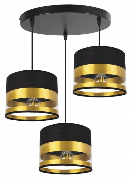 Závěsné svítidlo Intense Gold, 3x textilní stínítko (mix 6 barev), (výběr ze 3 barev konstrukce), o