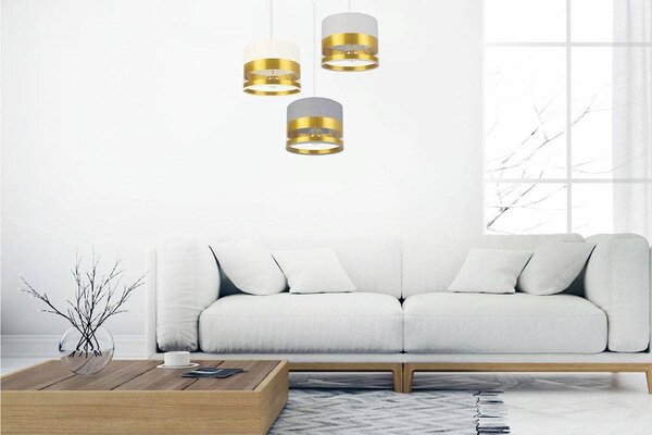 Závěsné svítidlo Intense Gold, 3x textilní stínítko (mix 6 barev), (výběr ze 3 barev konstrukce), o