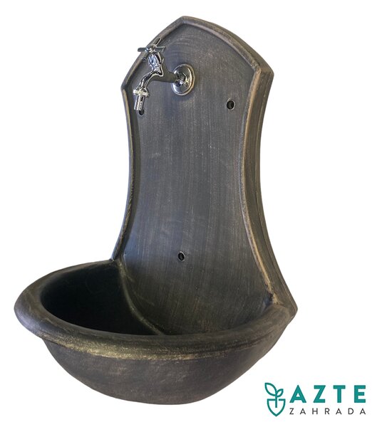 ROTO zahradní umyvadlo Saturn 71 cm bronzově hnědé - kohoutek Fanski, výpusť
