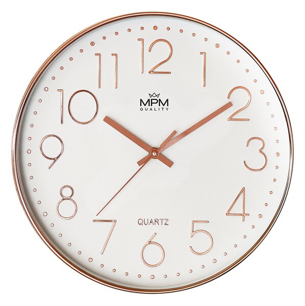 MPM Velice zdařilý model plastových nástěnných hodin s vystouplými číslicemi MPM Premium E01.4275.23