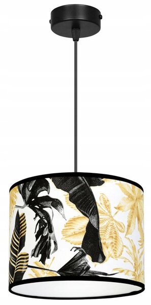 Závěsné svítidlo Gold Flowers, 1x bílé textilní stínítko s květinovým vzorem, (výběr ze 2 barev konstrukce)