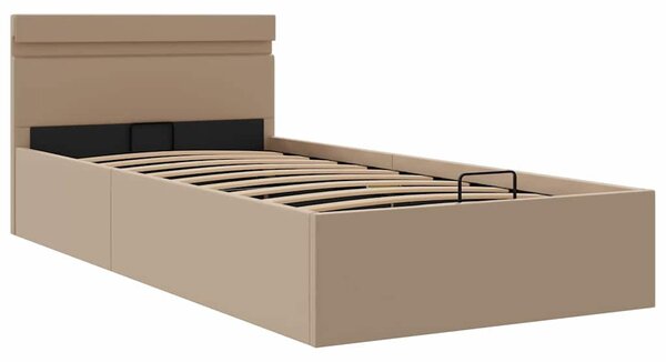 Rám postele s LED a úložištěm cappuccino umělá kůže 90 x 200 cm 285558