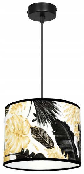 Závěsné svítidlo Gold Flowers, 1x bílé textilní stínítko s květinovým vzorem, (výběr ze 2 barev konstrukce)