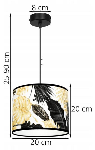 Závěsné svítidlo Gold Flowers, 1x bílé textilní stínítko s květinovým vzorem, (výběr ze 2 barev konstrukce)