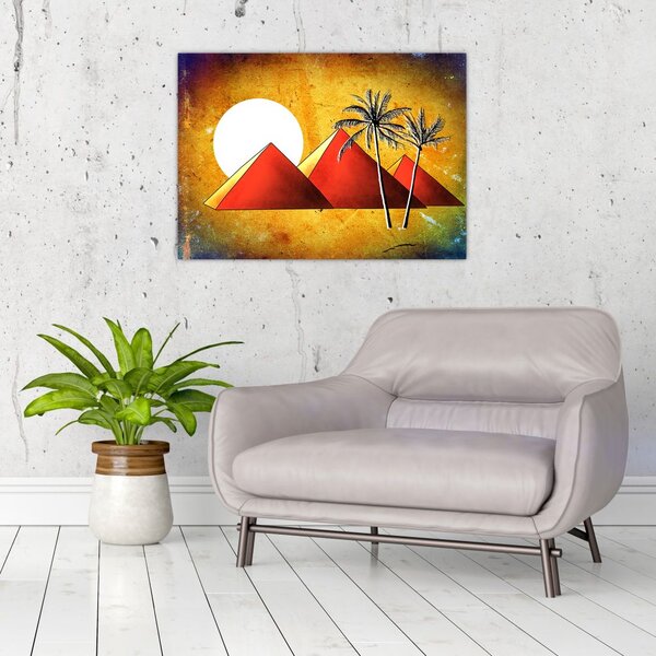 Obraz malovaných egyptských pyramid (70x50 cm)
