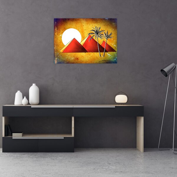 Obraz malovaných egyptských pyramid (70x50 cm)
