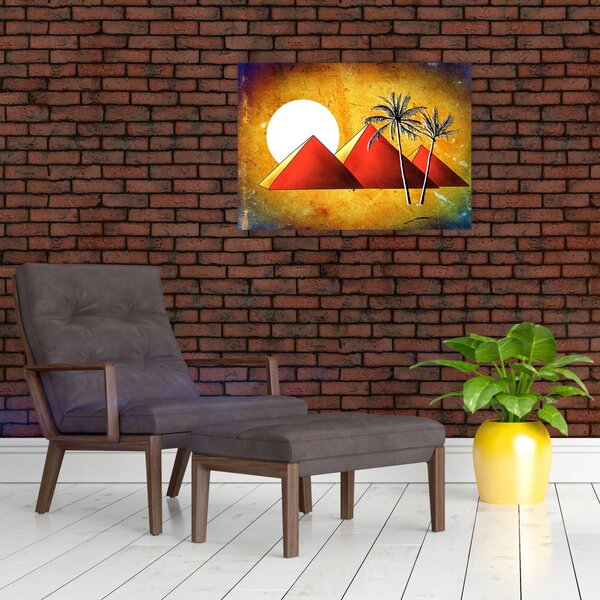 Obraz malovaných egyptských pyramid (70x50 cm)