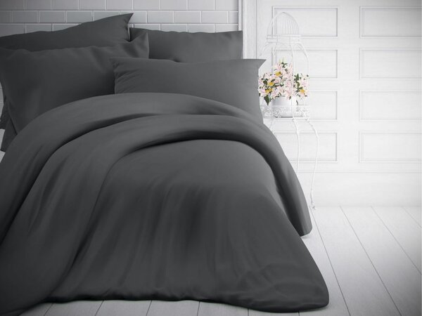 Povlečení bavlna Kvalitex jednobarevné tmavě šedé rozměry: 140x220cm + 70x90cm