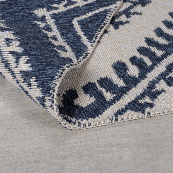 Flair Rugs, Kusový koberec Deuce Alix Recycled Rug Navy, 120x170, modrá, chodba / předsíň