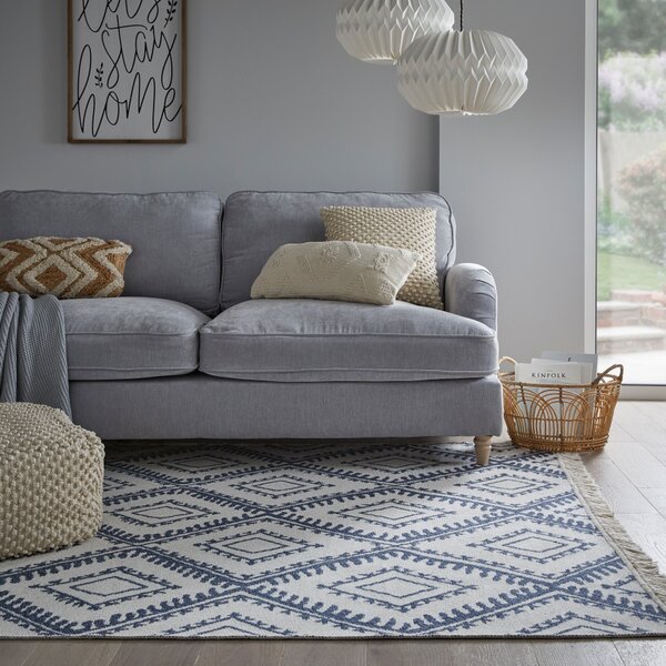 Flair Rugs, Kusový koberec Deuce Alix Recycled Rug Navy, 120x170, modrá, chodba / předsíň