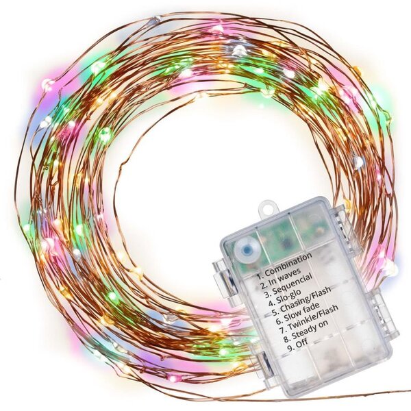 LED osvětlení, měděný drát, 100 LED, barevné