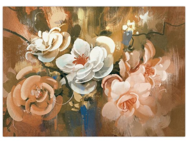 Obraz - Malovaná kytice květin (70x50 cm)
