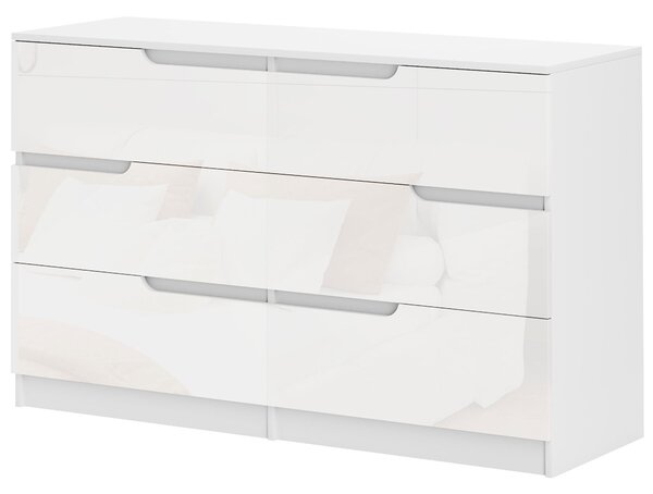 HOMCOM Komoda se 6 zásuvkami Moderní komoda do ložnice s protiskluzovou zásuvkou do obývacího pokoje a chodby 120x40x75 cm Bílá | Aosom