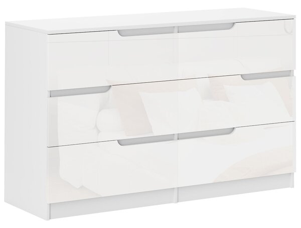 HOMCOM Komoda se 6 zásuvkami Moderní komoda do ložnice s protiskluzovou zásuvkou do obývacího pokoje a chodby 120x40x75 cm Bílá | Aosom