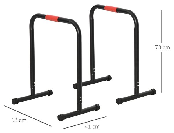 HOMCOM Paralelní Tyče pro Trénink s Extra Širokým Držadlem pro Šikmé Kliky 63x41x73 cm Černá | Aosom