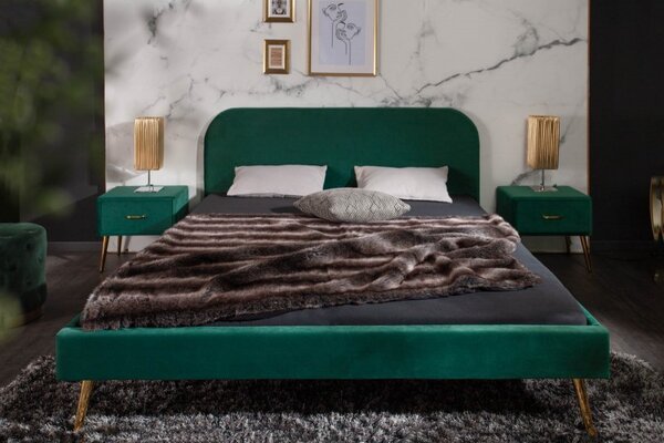 Postel FAMOUS 160x200 CM smaragdově zelená samet Nábytek | Ložnice | Postele | Všechny postele pro dospělé