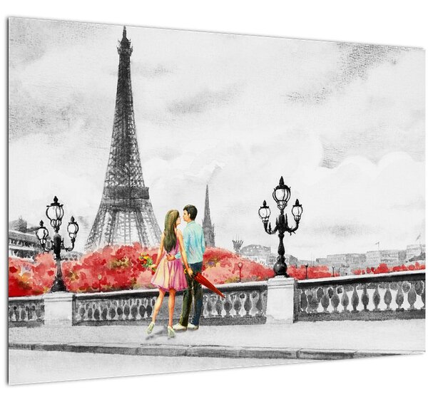 Obraz - Milenci v Paříži (70x50 cm)