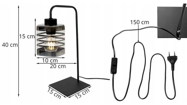 Stolní lampa Helix, 1x skleněné stínítko