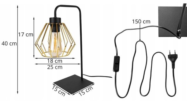 Stolní lampa Nuvola 1, 1x zlaté drátěné stínidlo