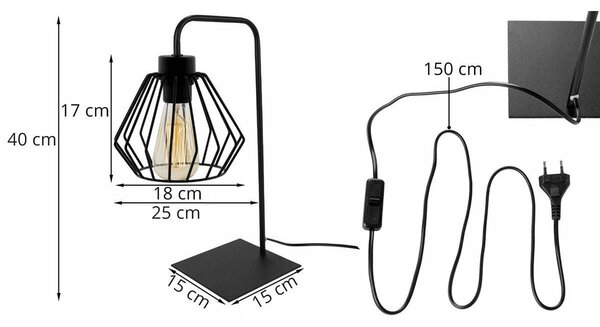 Stolní lampa Nuvola, 1x černé drátěné stínítko