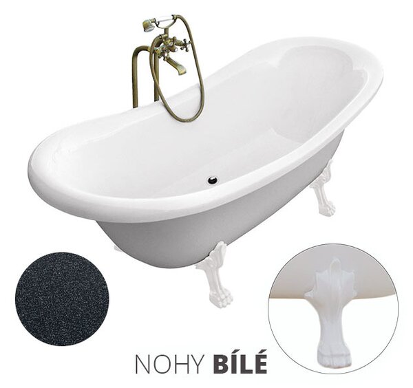 Besco Volně stojící vana ze sanitárního kompozitu Amelia Glam G 190x77 bez přepadu Typ a barva výpustě: bez odpadového sifonu, Barva podpěrných nožek: Chrom