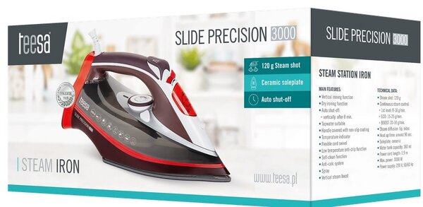 Žehlička napařovací TEESA SLIDE PRECISION 3000 TEESA, červená