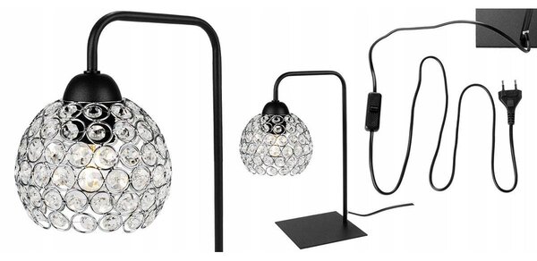 Stolní lampa Crystal, 1x stříbrné křišťálové stínítko