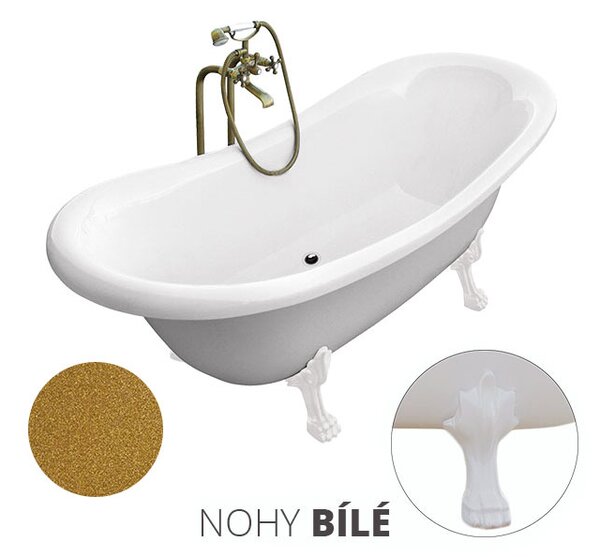 Besco Volně stojící vana ze sanitárního kompozitu Amelia Glam Z 190x77 bez přepadu Typ a barva výpustě: bez odpadového sifonu, Barva podpěrných nožek: Chrom