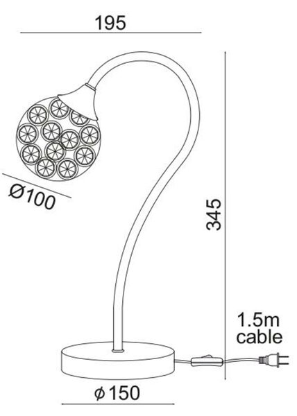 ACA Lighting Crystal stolní svítidlo AD2012001T