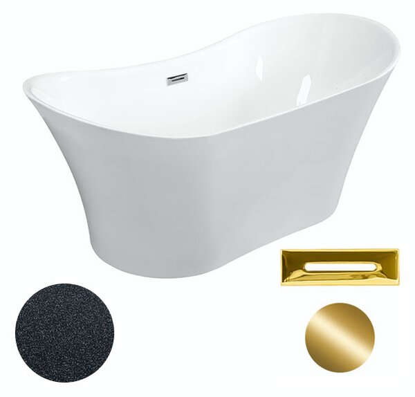 Besco Akrylátová volně stojící vana Amber Glam G 170x80 Barva: Bílá/grafit, Rozměry (cm): 170x80, Typ a barva výpustě: Click-Clack s přepadem, chrom