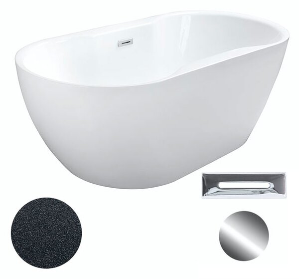 Besco Akrylátová volně stojící vana Navia Glam G 140x75 (150x80, 160x80) Barva: Bílá/grafit, Rozměry (cm): 140x75, Typ a barva výpustě: Click-Clack s přepadem, bílá