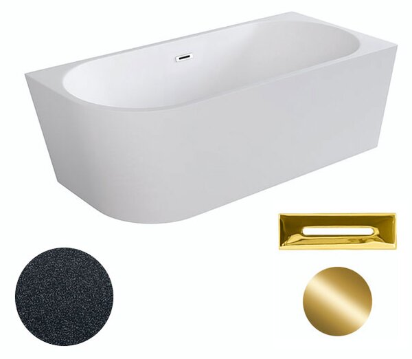 Besco Akrylátová volně stojící rohová vana Zoya Glam G 150x75 (170x80) bílá/grafit Rozměry (cm): 150x75, Typ a barva výpustě: Click-Clack s přepadem, grafit, Orientace: Levá