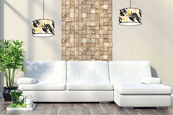 Závěsné svítidlo Gold Flowers, 1x bílé textilní stínítko s květinovým vzorem, (výběr ze 2 barev konstrukce), (fi 35cm)