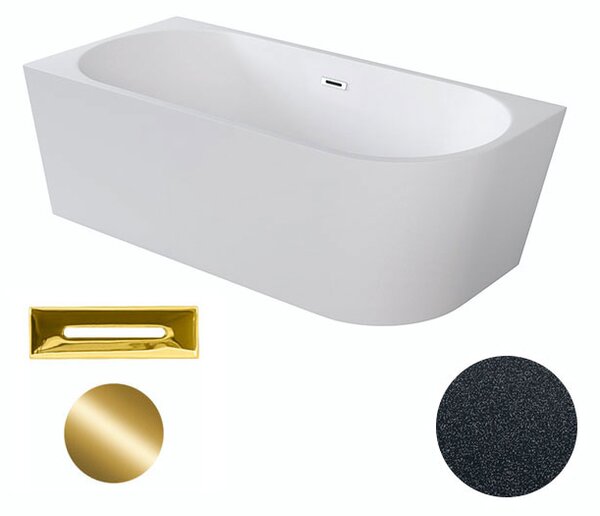 Besco Akrylátová volně stojící rohová vana Zoya Glam G 150x75 (170x80) bílá/grafit Rozměry (cm): 150x75, Typ a barva výpustě: Click-Clack s přepadem, grafit, Orientace: Levá