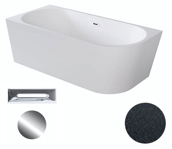 Besco Akrylátová volně stojící rohová vana Zoya Glam G 150x75 (170x80) bílá/grafit Rozměry (cm): 150x75, Typ a barva výpustě: Click-Clack s přepadem, grafit, Orientace: Levá