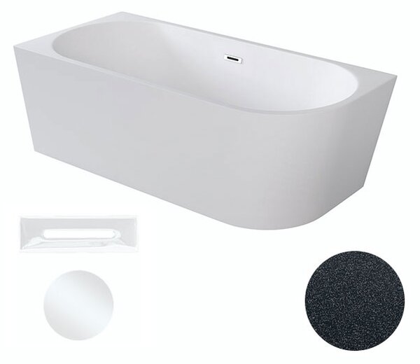 Besco Akrylátová volně stojící rohová vana Zoya Glam G 150x75 (170x80) bílá/grafit Rozměry (cm): 150x75, Typ a barva výpustě: Click-Clack s přepadem, grafit, Orientace: Levá