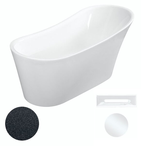 Besco Akrylátová volně stojící vana Calima Glam G 170x74 Barva: Bílá/grafit, Rozměry (cm): 170x74, Typ a barva výpustě: Click-Clack s přepadem, černá