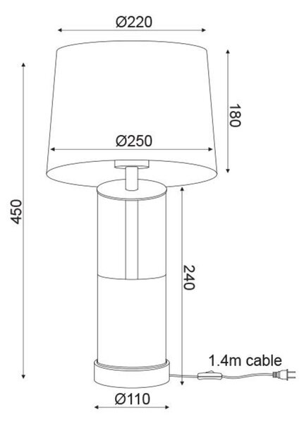 ACA Lighting Floor&Table stolní svítidlo OD90791TBB