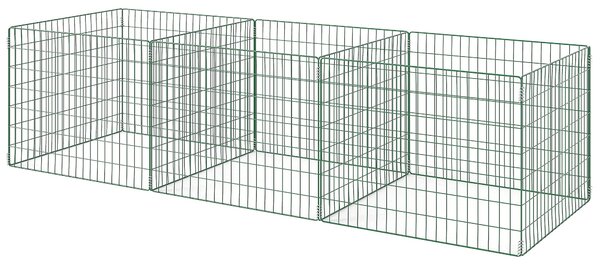 Outsunny Kompostér 1680 litrů, 270 x 90 x 70 cm, 3-dílný rychlý kompostér z oceli, voděodolný thermokompostér s otevřeným mřížkovým designem, zahradní