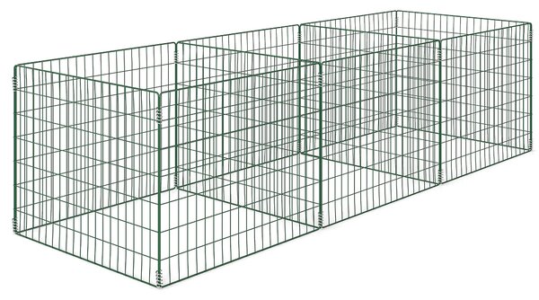 Outsunny Kompostér 1680 litrů, 270 x 90 x 70 cm, 3-dílný rychlý kompostér z oceli, voděodolný thermokompostér s otevřeným mřížkovým designem, zahradní
