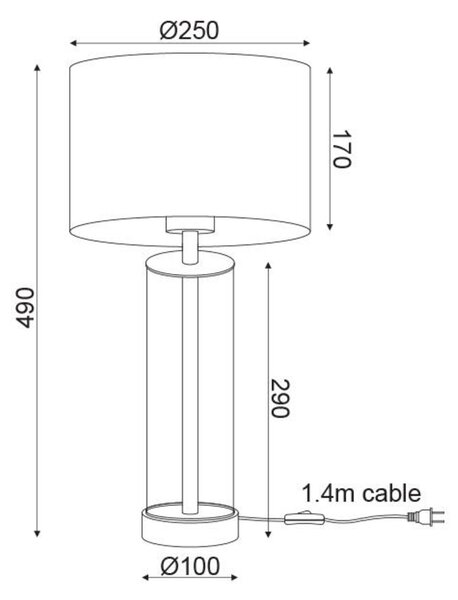 ACA Lighting Floor&Table stolní svítidlo OD90801TWG