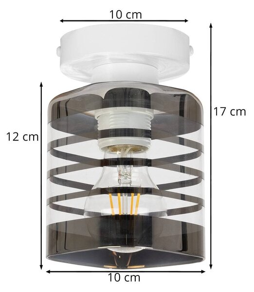 Stropní svítidlo Helix, 1x skleněné stínítko se vzorem, w