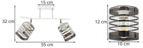 Stropní svítidlo Helix, 2x skleněné stínítko se vzorem (výběr ze 2 barev konstrukce)