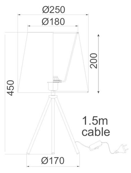 ACA Lighting Floor&Table stolní svítidlo TNK75090BK1T