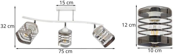 Stropní svítidlo Helix, 3x skleněné stínítko se vzorem (výběr ze 2 barev konstrukce)