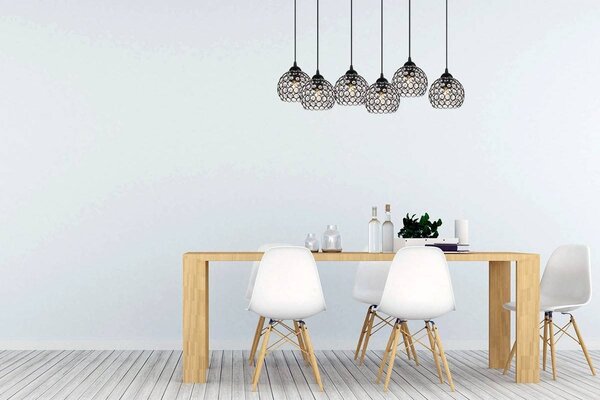 Závěsné svítidlo Crystal, 5x černé křišťálové stínítko